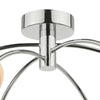 Izzy 6 Light Semi Flush Chrome/Planet Style Glass close view picture of the chrome fitting