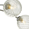 Izzy 6 Light Semi Flush Chrome/Twisted Glass close view picture of the clear twisted glass shade