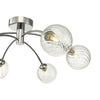 Izzy 6 Light Semi Flush Chrome/Twisted Glass close view picture of the fitting