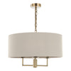 Antique brass chandeliers with taupe shade – Jamelia 3 Light Shadelier

