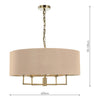 Jamelia 5 Light Chandelier Antique Brass Pendant Light with Taupe Drum Shade – Ceiling Mount Lighting Collection