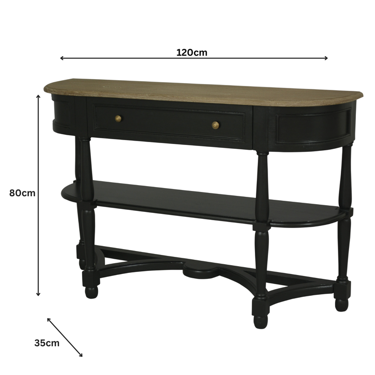 Jardin 1 Drawer Console Table with 2 Shelves Black