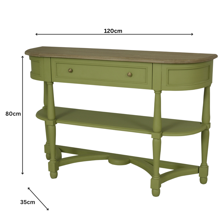 Jardin 1 Drawer Console Table with 2 Shelves Green