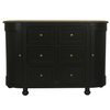 Jardin 6 Drawer Sideboard black with a natural wood top