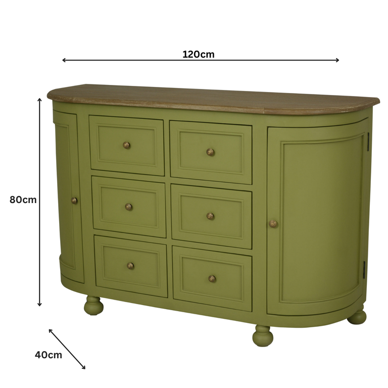 Jardin 6 Drawer Sideboard Green