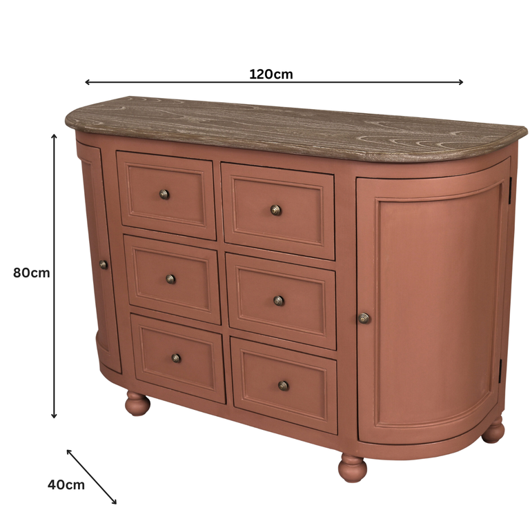 Jardin 6 Drawer Sideboard Red