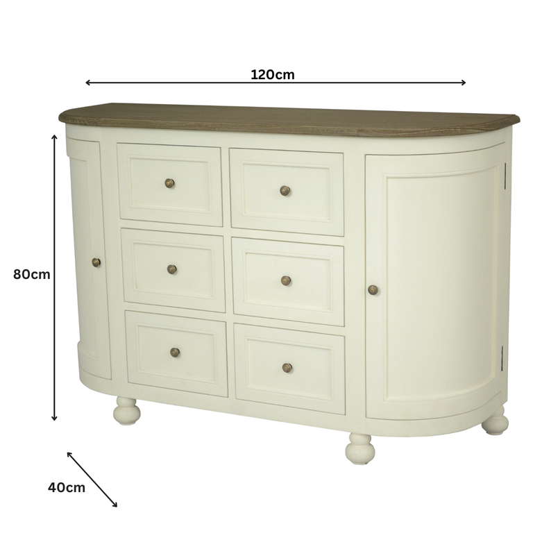 Jardin 6 Drawer Sideboard White