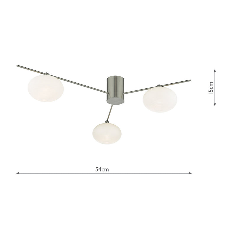 Jasper 3 Light Semi Flush Satin Nickel Opal Glass Ceiling Fixture - Stylish Lighting Collection Home Decor Lighting Solution