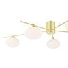 Jasper 5 Light Semi Flush Satin Gold close view picture of the gold frame and opal glass shades