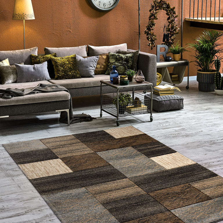 Jasper Geometric Rug Brown & Beige