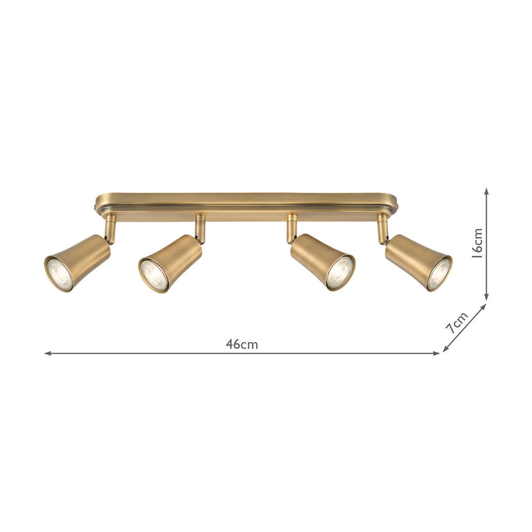 Jedrek 4 Light Semi Flush Bar Spotlight Aged Brass, Adjustable Ceiling Semi-Flush Light Fitting for Home Decor
