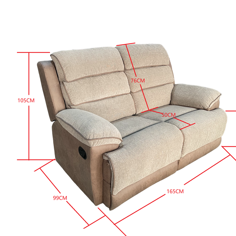 Jessica 2 Seater Sofa Recliner Beige & Brown – Two-Tone Living Room Furniture
