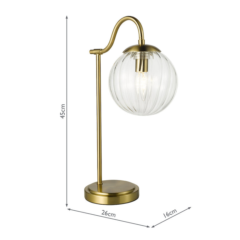 Jocelyn Table Lamp Natural Brass with Hand-Blown Glass Globe Shade – Elegant Ambient Lighting for Home Décor