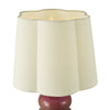 Jordana Ceramic Table Lamp Pink and Polished Chrome close view picture of the ivory shade