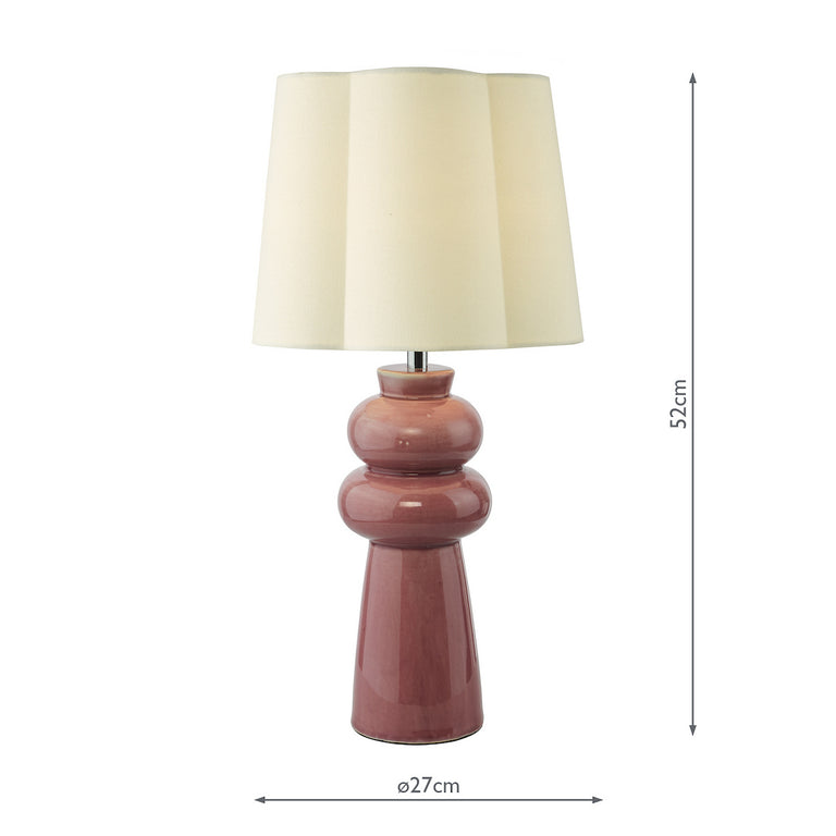 Jordana Ceramic Table Lamp Pink and Polished Chrome with Ivory Drum Shade & Chrome Stem – Jordana Lighting Collection Home Décor