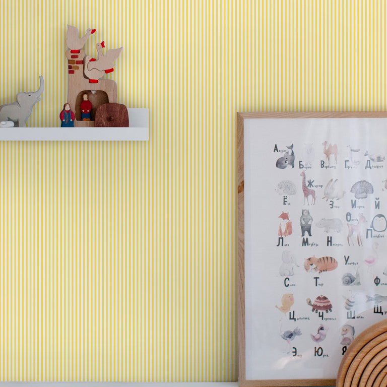 Joules Country Critters Ticking Stripe Wallpaper - Modern Stripe Wall Covering