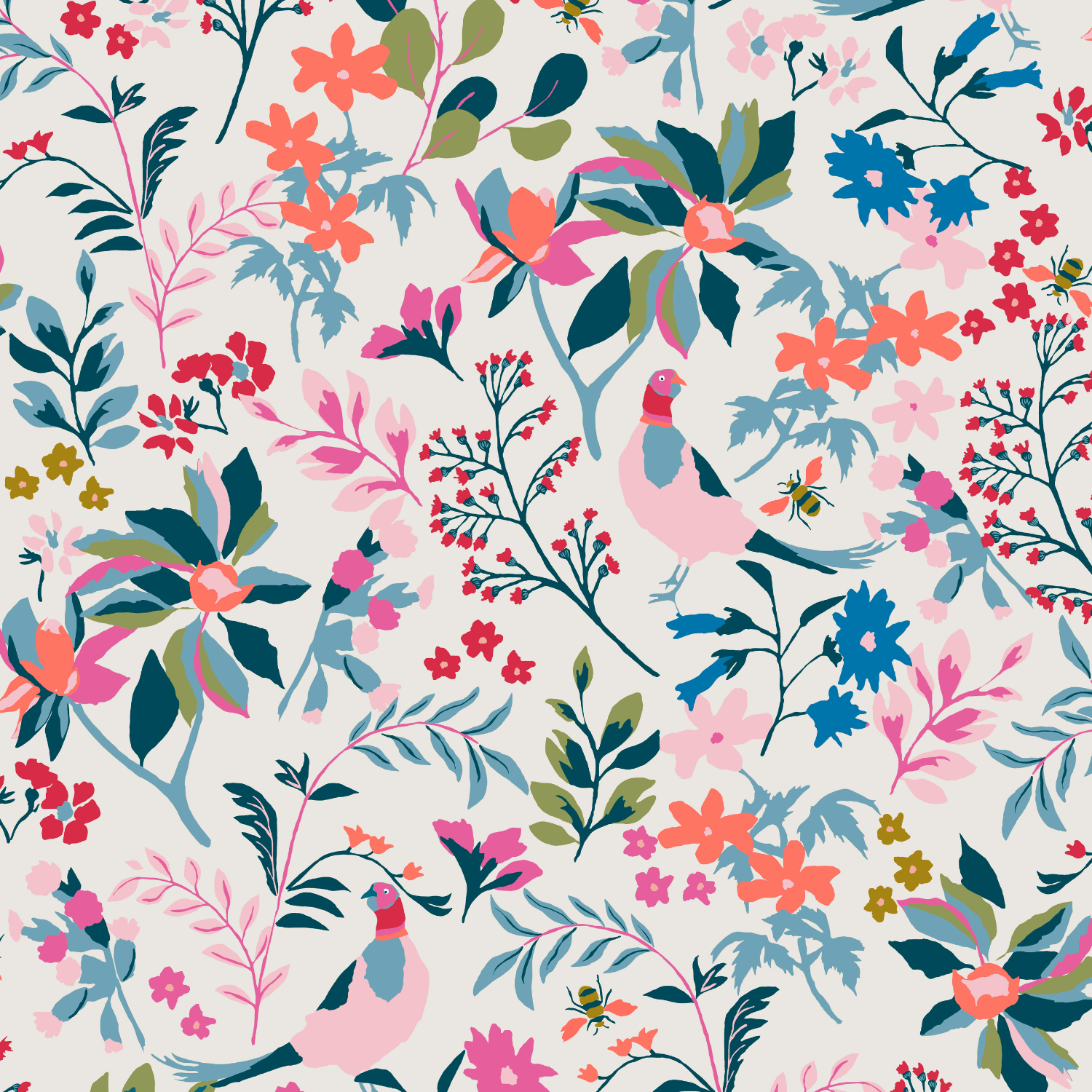 Floral Wallpaper Cream | Joules Collection Modern Wall Covering - Foy ...