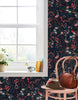 Joules Fields Edge Floral Wallpaper French Navy life style picture