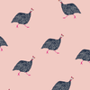 Joules Guinea Fowl Wallpaper Blush Pink close view picture of the pattern design