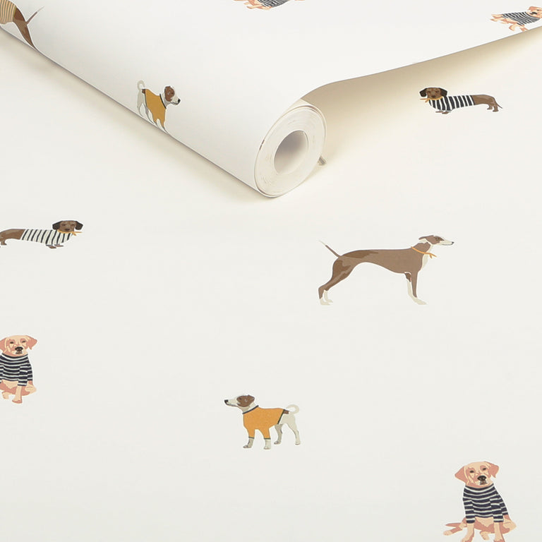 Joules Harbour Dogs Wallpaper Cream - Joules Collection Wall Decor