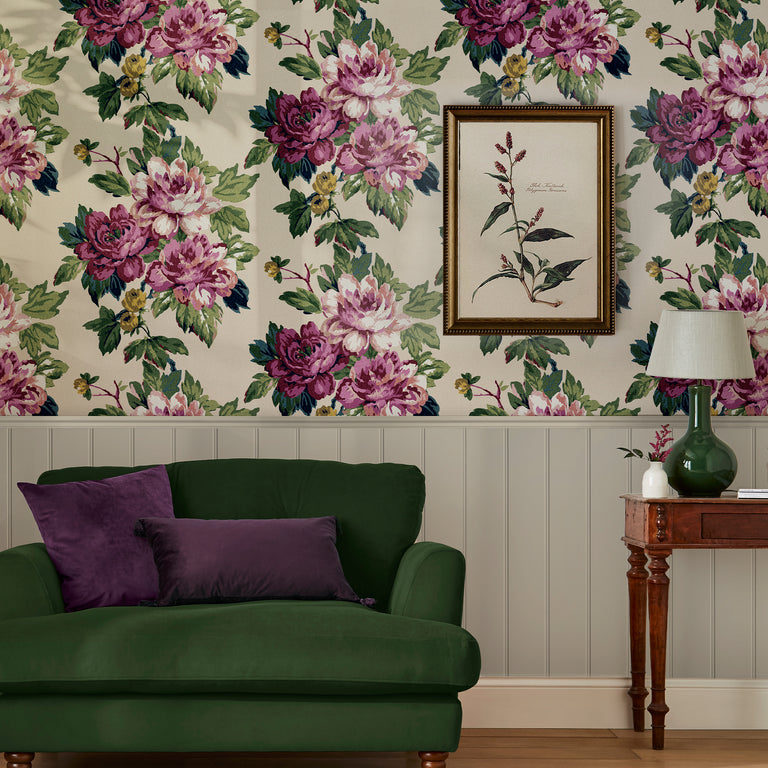 Joules Invite Floral Wallpaper Cream - Stunning Floral Wall Covering
