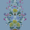 Joules Perfect Pollinators Wallpaper Haze Blue close view picture of the pattern design