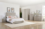 Grey sliding wardrobe designed for contemporary bedroom spaces.
