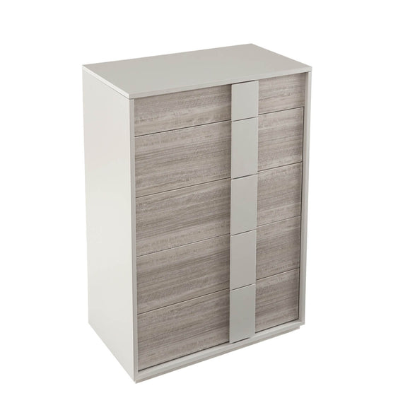 Stylish chest of drawers with a modern grey finish
