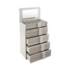 Elegant tall chest of drawers with a mirrored surface
