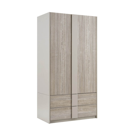 Grey Wardrobe with Drawers for Stylish Bedroom Storage
