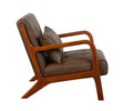Juniper Accent Chair Brown side view picture of the chair with lumbar support cushion