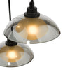 Kadience 3 Light Cluster Pendant Satin Black and Smoked Glass close view picture of the smoked glass shades