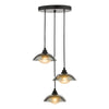 Kadience 3 Light Cluster Pendant Satin Black and Smoked Glass picture with switched on light
