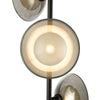 Kadience 3 Light Floor Lamp Satin Black and Smoked Glass front close view picture of the white globe