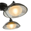Kadience 3 Light Semi-Flush Satin Black and Smoked Glass close view picture of the white globes iside the shades