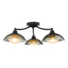 Kadience 3 Light Semi-Flush Satin Black and Smoked Glass picture with switched on light