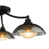Kadience 3 Light Semi-Flush Satin Black and Smoked Glass close view picture of the smoked glass shades