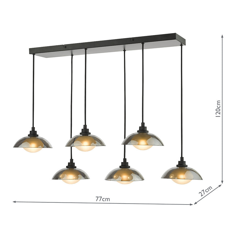 Kadience 6 Light Bar Pendant Lighting Black – Modern Linear Ceiling Light for Dining & Kitchen Spaces