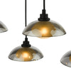 Kadience 6 Light Bar Pendant Satin Black and Smoked Glass close view picture of the smoked glass shades