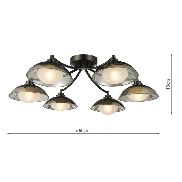 Kadience 6 Light Semi Flush Ceiling Light Black – Modern Decorative Lighting Fixture for Living Rooms & Bedrooms