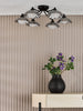 Kadience 6 Light Semi-Flush Satin Black and Smoked Glass perfect for modern interiors