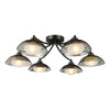 Kadience 6 Light Semi-Flush Satin Black and Smoked Glass picture with a switched on light