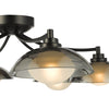 Kadience 6 Light Semi-Flush Satin Black and Smoked Glass close view picture of the smoked glass shades