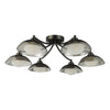 Kadience 6 Light Semi-Flush Satin Black and Smoked Glass ceiling light in a modern design
