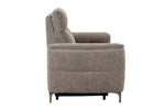 Kaedon 2 Seater Electric Recliner Sofa in Mocha with adjustable headrests shown from an angle (5)