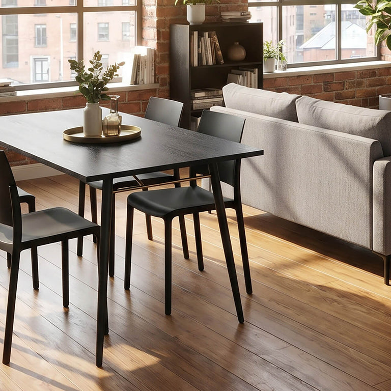 Kael Stacking Chairs Black Set of 4