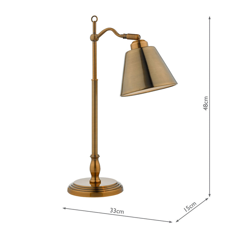 Kempten Task Table Lamp Antique Brass with Adjustable Task Light – Lighting Collection Home Décor