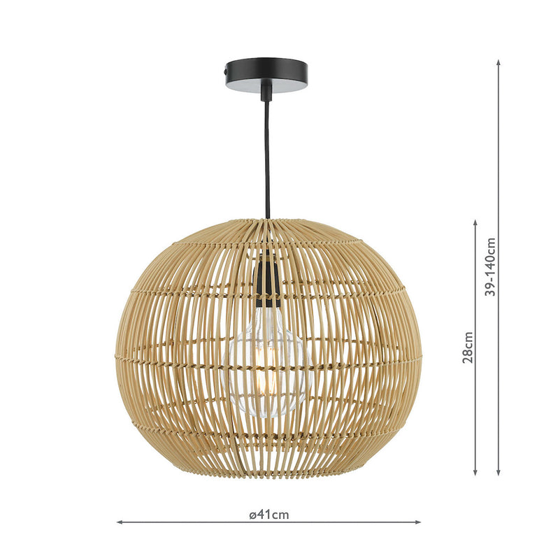 Kesler Pendant Rattan Ceiling Light – Natural Rattan Pendant Hanging Light for Home Décor Lighting Collection