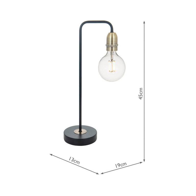 Kiefer Table Lamp Black & Antique Brass - Rustic Lighting Collection