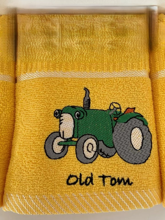 Kitchen Towels Old Tom Tractor Yellow